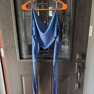 SHEIN Shimmering Blue Satin Top